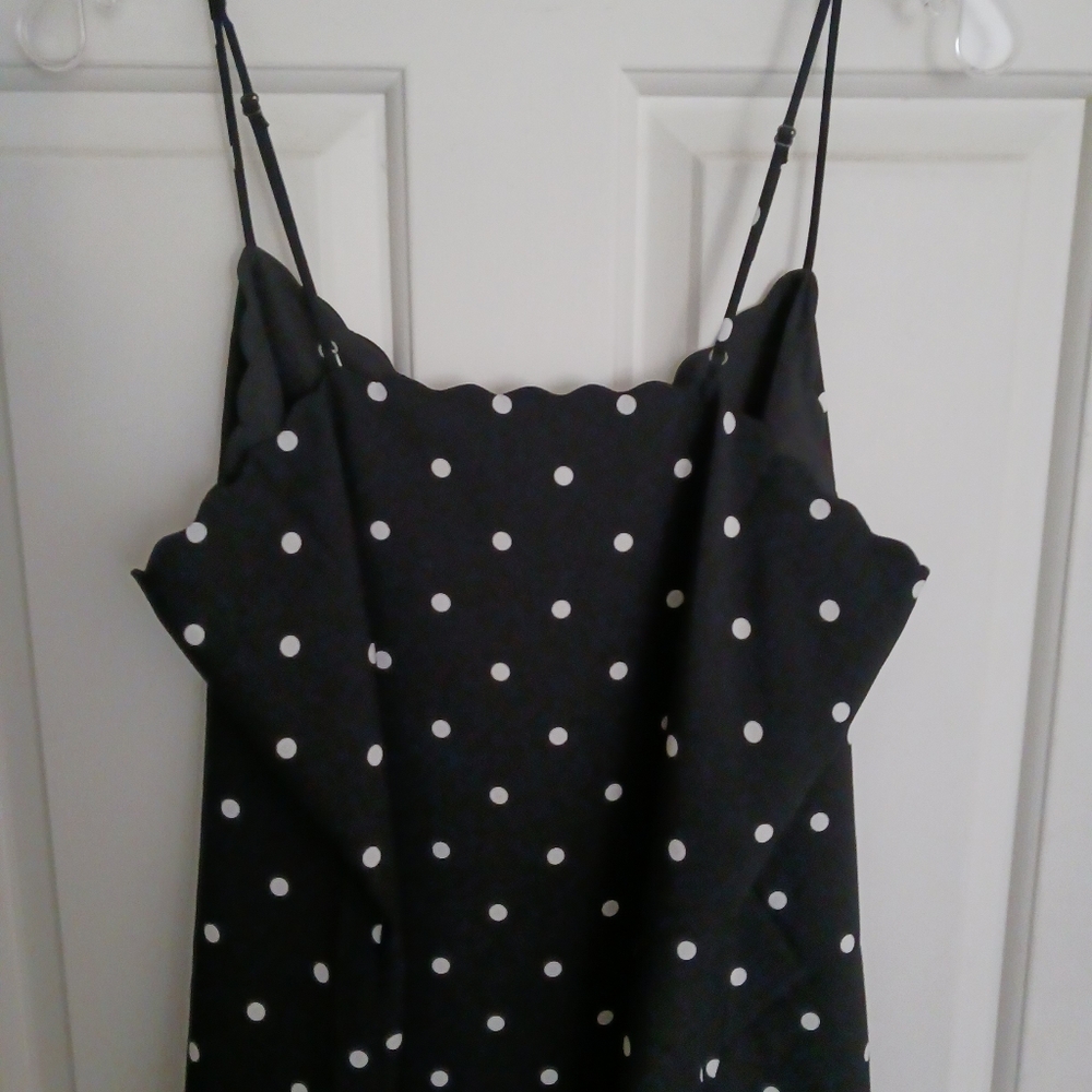 J Crew Black with White Polka Dot Camisole Size 12 - Picture 2 of 8